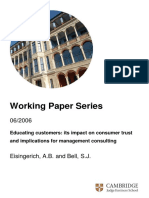 Working Paper Series: Educating Customers: Its Impact On Consumer Trust and Implications For Management Consulting