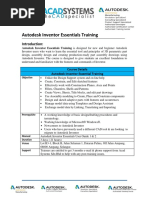 Autodesk Inventor Essentials Training Syllabus