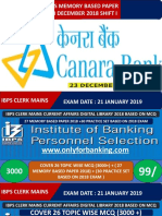 23 December 2018 Shift I General Awareness Memory Based Paper Canara Bank Po 23 December 2018 Shift I