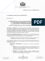 Ley Modificatoria de Prestaciones de Salud Integlar Del Estado Plurinacional de Bolivia