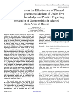 A Study To Assess The Effectiveness of Planned Teaching Programme To Mothers of Under-Five Children On Knowledge and Practice Regarding Prevention of Gastroentiritis in Selected Slum Areas at Hassan