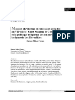 Mission Chrétienne Et Confession de La Foi Au VIIe Siècle Saint Maxime Le Confesseur Et La Politique Religieuse Des Empereurs de La Dynastie Des Héraclides PDF