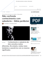 Confusão Entre Conhecimento e Sabedoria