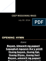 Csep Missioning Mass: July 30, 2014