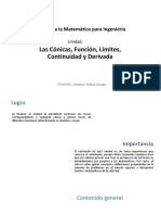 U3 - Las Cónicas, Función, Limites, Continuidad y Derivada PDF