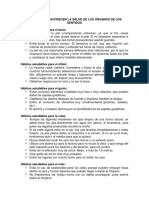 Hábitos Que Favorecen La Salud de Los Órganos de Los Sentidos