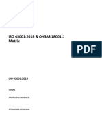 ISO 45001:2018 & OHSAS 18001:2007 Clause-Wise Comparison Matrix