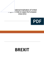 The International Implication of United Kingdom's Vote To Leave The European Union (EU)