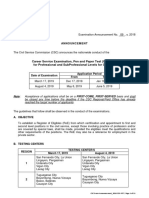 Career Service Examination, Pen and Paper Test (Cse-Ppt) For Professional and Subprofessional Levels For Cy 2019