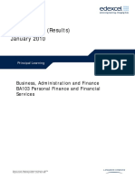 Mark Scheme (Results) January 2010: Business, Administration and Finance BA103 Personal Finance and Financial Services