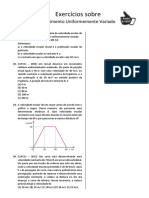 Exercícios Sobre Movimento Uniformemente Variado