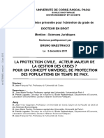 La Protection Civile, Acteur Majeur de La Gestion Des Crises ? Pour Un Concept Universel de Protection Des Populations en Temps de Paix