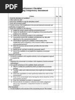 Performance Checklist Conducting Competency Assessment: Criteria Yes No