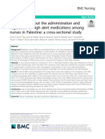 Knowledge About The Administration and Regulation of High Alert Medications Among Nurses in Palestine: A Cross-Sectional Study