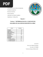 Reporte DETERMINACIÓN DE LA CONSTANTE DE EQUILIBRIO DE UNA ESPECIE MONOPRÓTICA DÉBIL