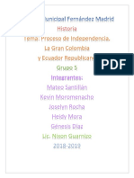 Grupo 5 Proceso de Independencia La Gran Colombia y Ecuador Republicano