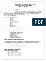 Cs8492 - Database Management Systems Unit I - Relational Database Part - A (2 Marks)