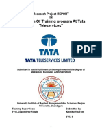 "Evolution of Training Program at Tata Teleservices": Research Project REPORT IN