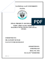 Chanakya National Law University Patna: Topic:Prevaling Medical Malpractices, Socio and Legal Study