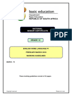 English HL P1 Feb-March 2018 Memo