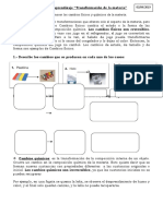 Guía de Aprendizaje Cambios Fisicos y Quimicos de La Materia 7º