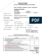 Application For License To Operate A General Clinical Laboratory