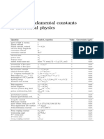 Table of Fundamental Constants in Theoretical Physics