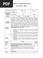 Bachelor of Technology (B.Tech.) Batch 2016 - 2020: Course Code