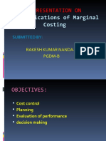 Applications of Marginal Costing: Presentation On