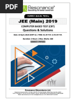 JEE Main 2019 Physics April Attempt Shift - 2 (10th April, 2019)