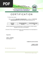 Certification: Republic of The Philippines (Formerly: Data Base Technology Computer School)