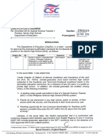 Policy Reso. No. 1800246 - Qualification Standards Re Amended QS For Special Science Teacher I Position, Senior High School Department of Education