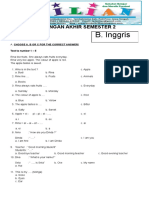 Soal UAS Bahasa Inggris Kelas 1 SD Semester 2 Dan Kunci Jawaban