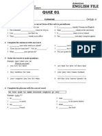 Second Cycle Quiz 1