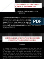 Settlement of Estate of Deceased Persons Venue