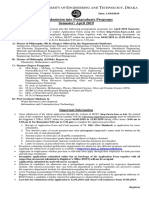 B U E T, D: Admission Into Postgraduate Programs Semester: April 2019