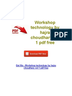 Workshop Technology by Hajra Choudhary Vol 1 PDF Free PDF