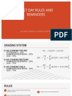 First Day Rules and Regulations