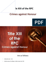 Title XIII of The RPC: Crimes Against Honour