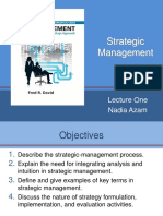 Strategic Management: Lecture One Nadia Azam