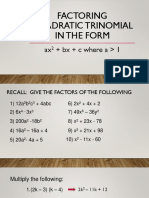 Factoring Quadratic Trinomial in The Form 1