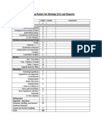 General Biology Lab Report Rubric