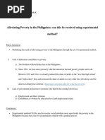 Alleviating Poverty in The Philippines: Can This Be Resolved Using Experimental Method?