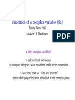 Functions of A Complex Variable (S1) : Trinity Term 2012 Lecturer: F Hautmann