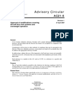 Advisory Circular: Approval of Modifications Covering Aircraft Ferry Fuel Systems and Overweight Operation