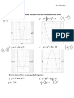 Q.1 HW Math 4: Graph The Following Quadratic Equations. Give The Coordinates of The Vertex