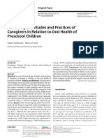 Knowledge, Attitudes and Practices of Caregivers in Relation To Oral Health of Preschool Children