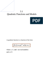 3.1 Quadratic Functions and Models