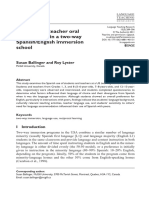 Student and Teacher Oral Language Use in A Two-Way SpanishEnglish Immersion School - Ballinger 2011