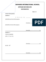 Good Shepherd International School Aptitude Test For Xi STD Mathematics